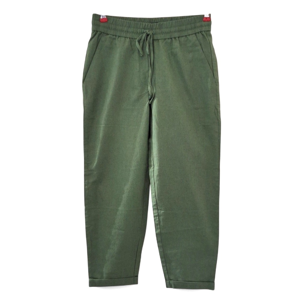 J.Crew‎ Womens Green Linen Cotton Blend Drawstring Pants Size 2P NWT